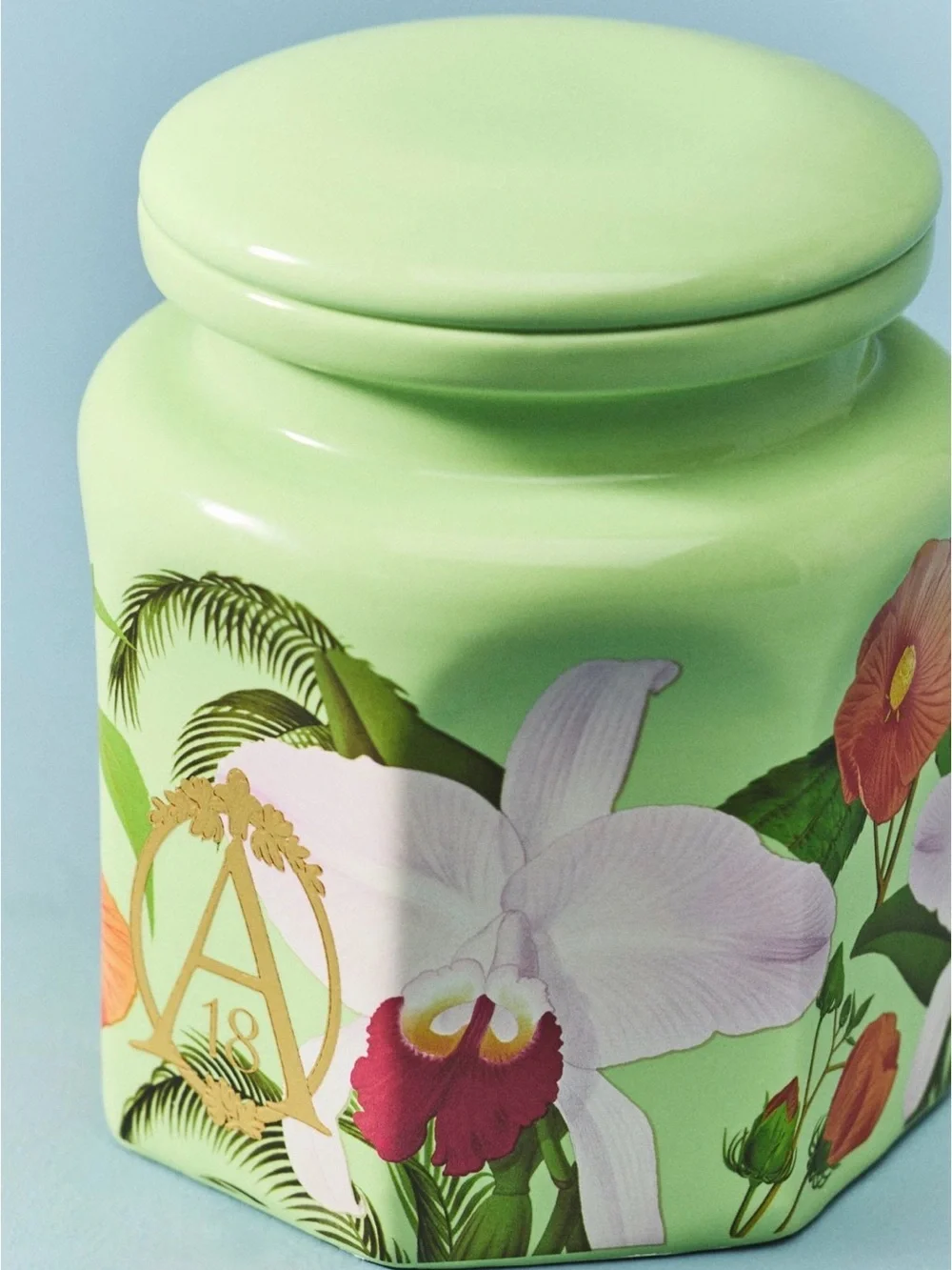 Anthropologie Orchid & Amber Ceramic Candle